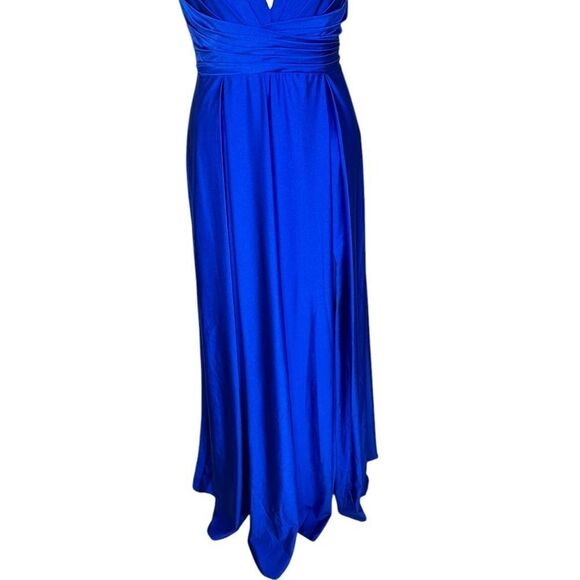 Mac Duggal Royal Blue Jersey Plunge Neck Evening Gown 26578 | Size 10 - Picture 7 of 12